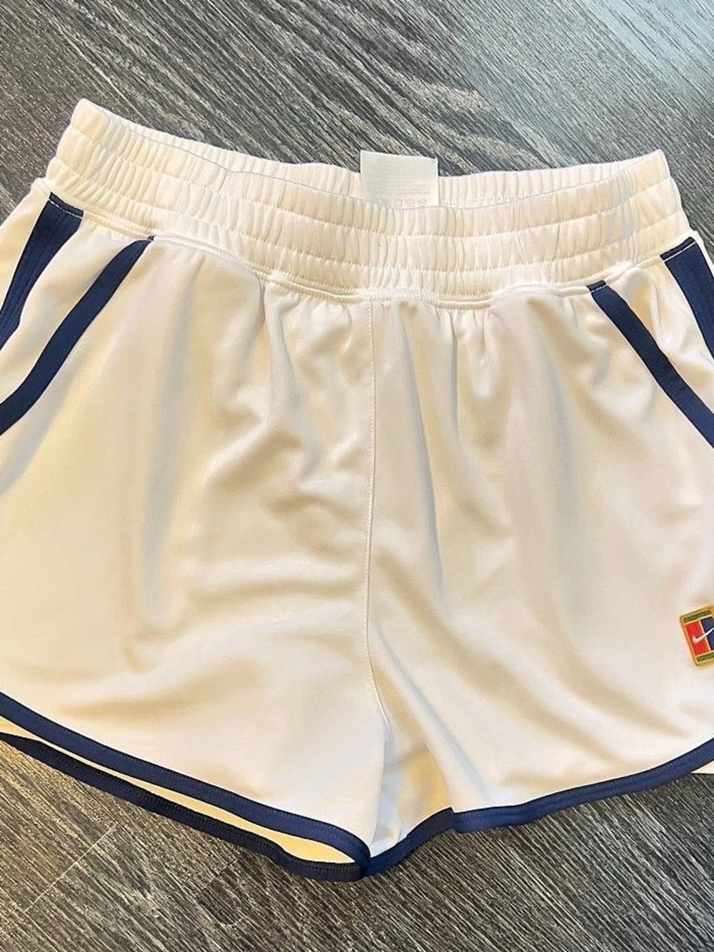 Nike NikeCourt Dri-FIT Slam Tennis Shorts White & Blue Size Small